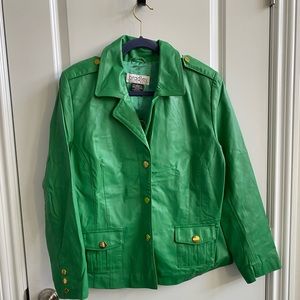 Emerald green leather Bradley Bayou jacket. Size L.